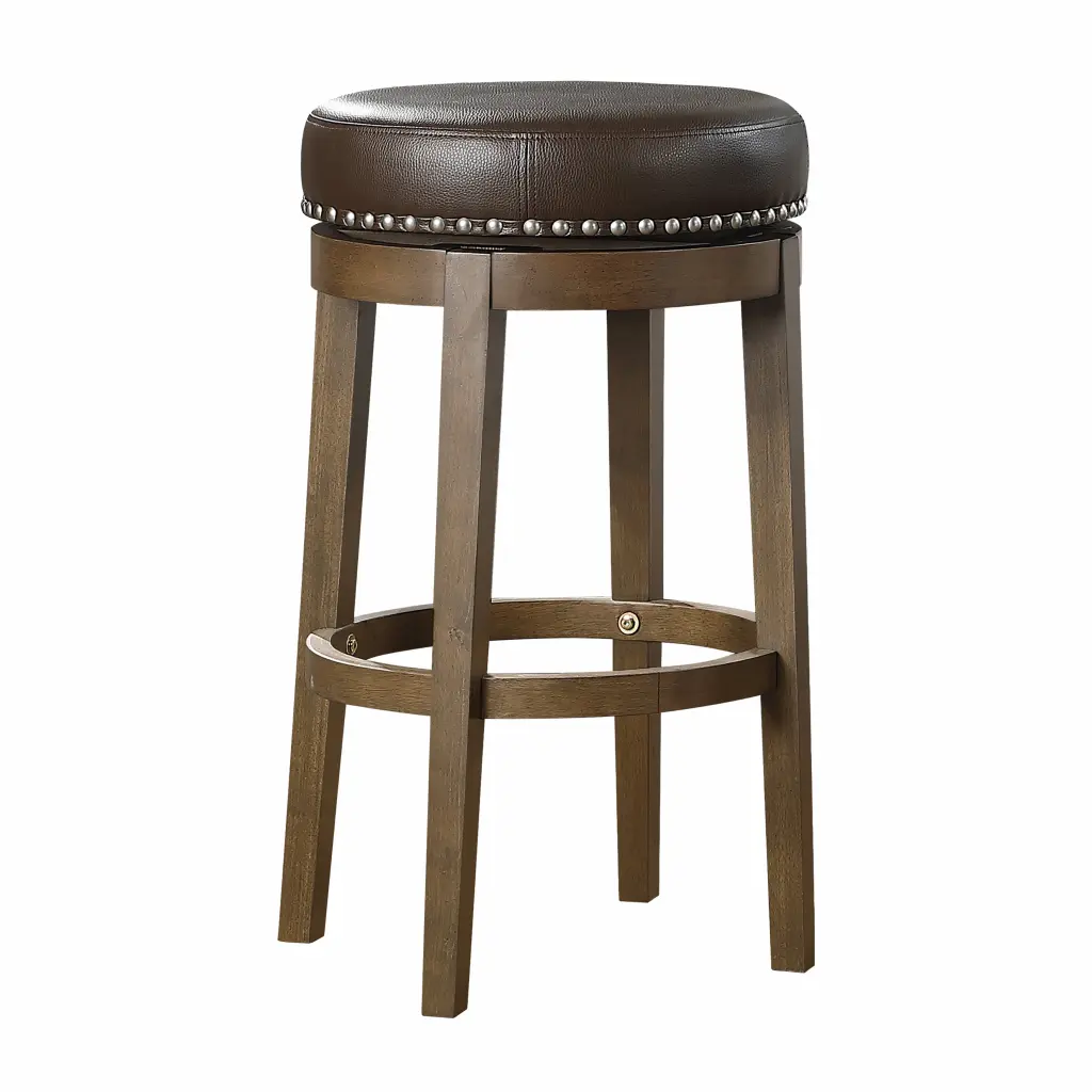 Round Swivel Bar Stools Set 2 Brown Faux Hide 360 Degree kanepe