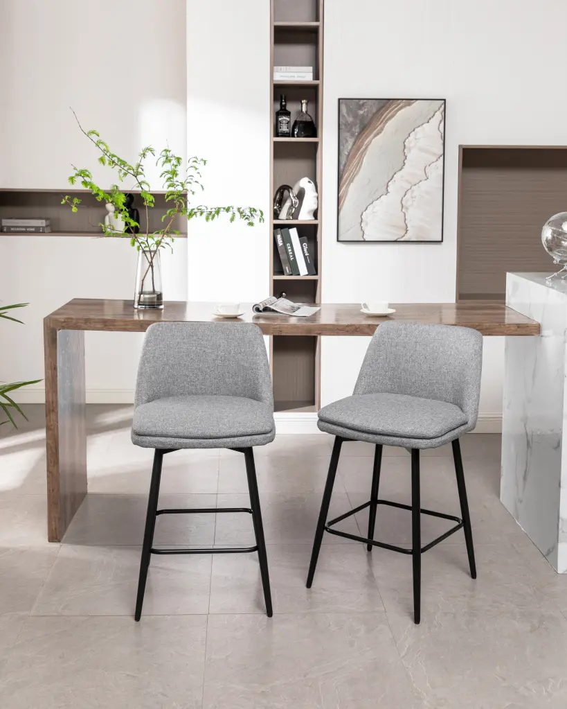 Counter Height Swivel Bar Stools Set 2 360 Swivel Upholstered Seats rnb