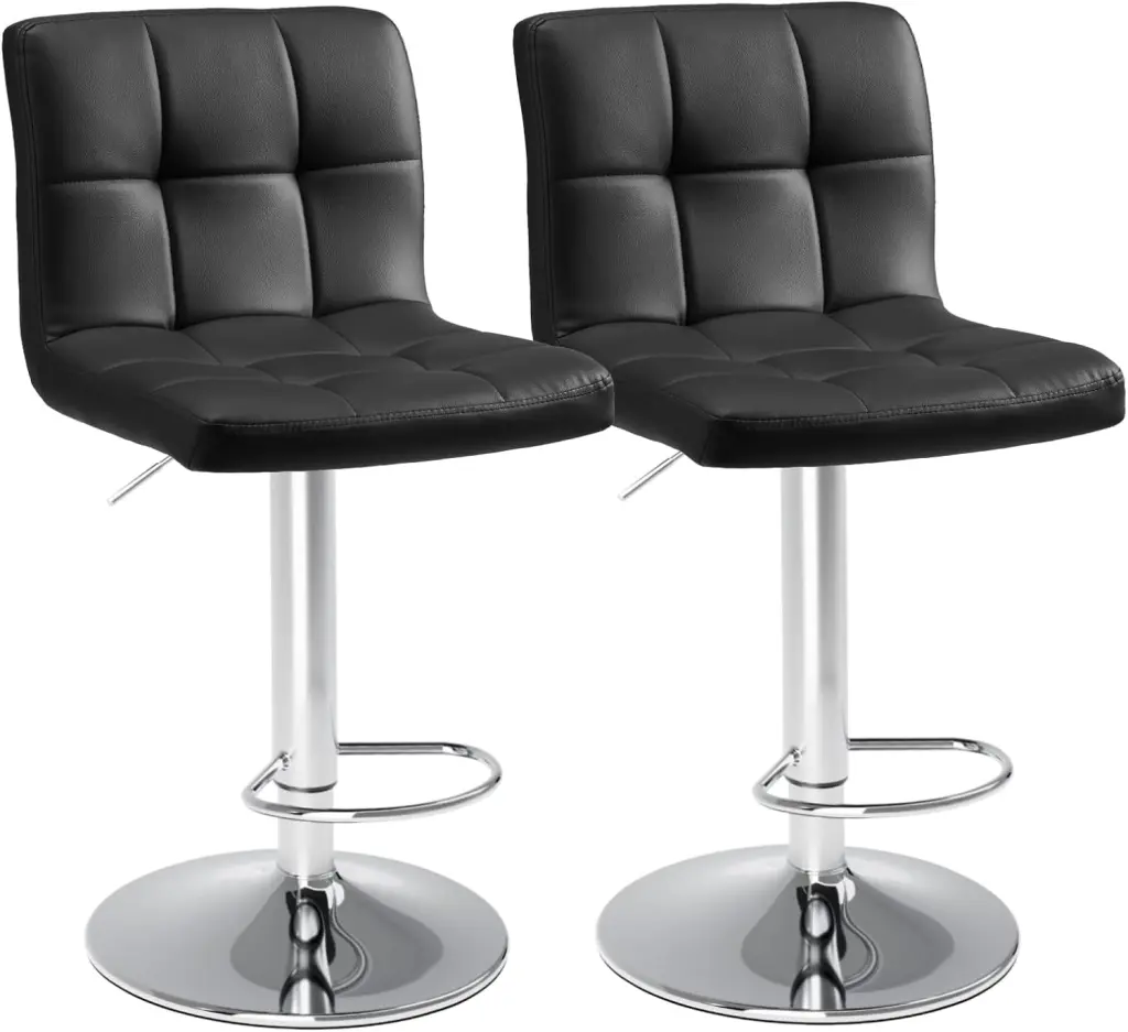 Bar Stools Set 2 PU Leather Adjustable Swivel Barstools Armless Counter Height Stools w1134dhs