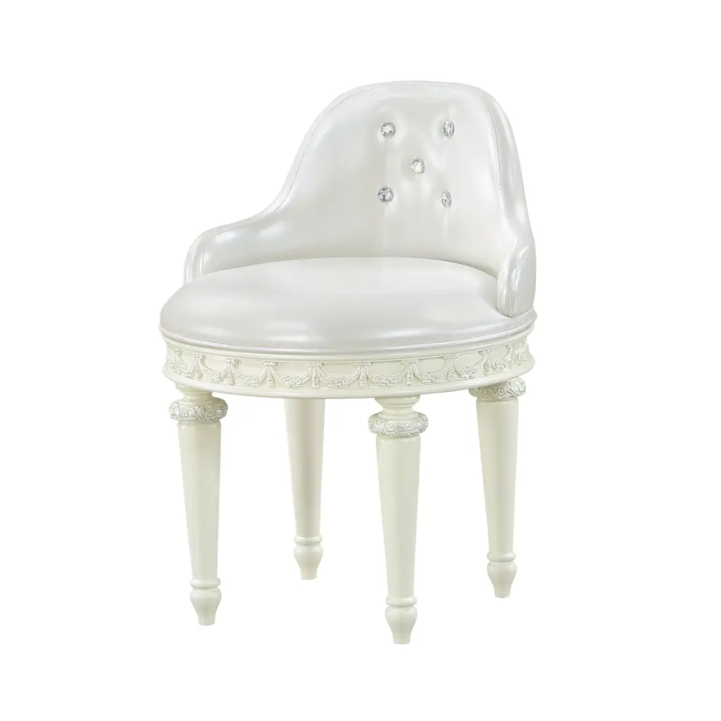 Dorothy Chair Swivel Pearl White Synthetic Hide Ivory acme onsite store