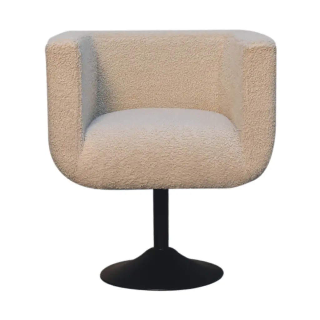 Cream Boucle Swivel Chair Cream Foam And Wood Base artisan furniture