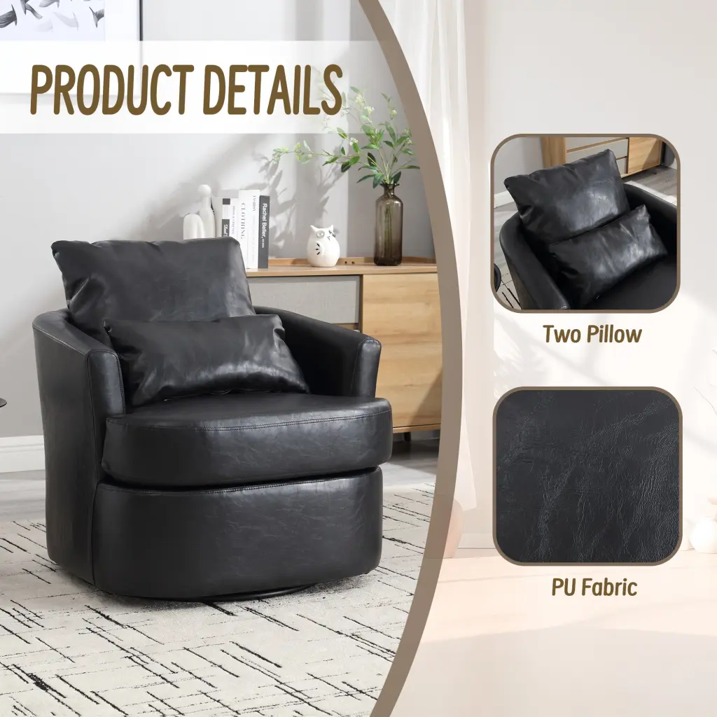Coolmore Swivel Barrel Chair Comfy Round Accent Sofa Chair Living Room coolmore w-395