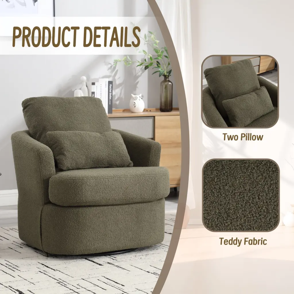Coolmore Swivel Barrel Chair Comfy Round Accent Sofa Chair Living Room coolmore w-395