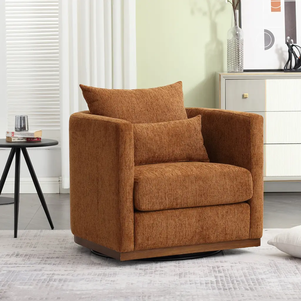 Coolmore Swivel Barrel Chair, Comfy Round Accent Sofa Chair Living Room coolmore w-395