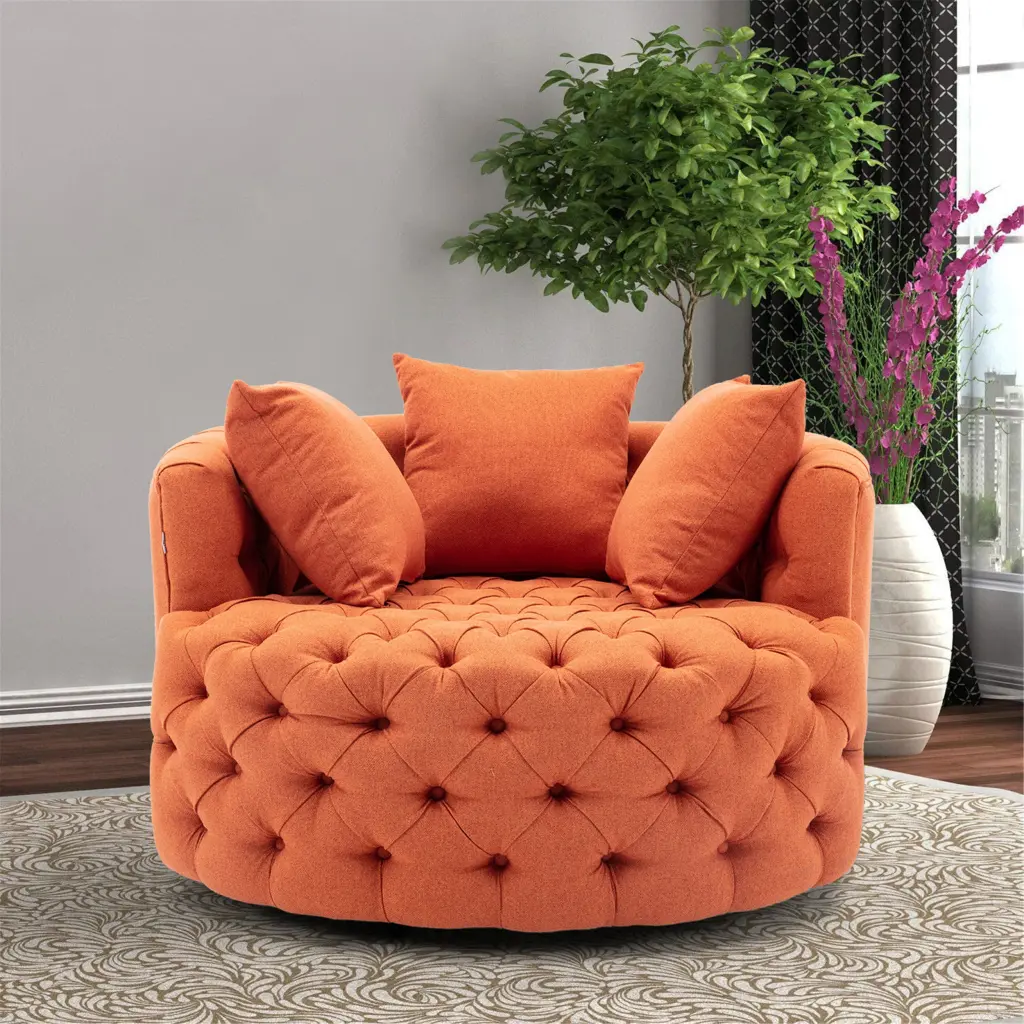 Modern Akili Swivel Accent Chair Barrel Chair Living Room Hotel Decor coolmore w-395