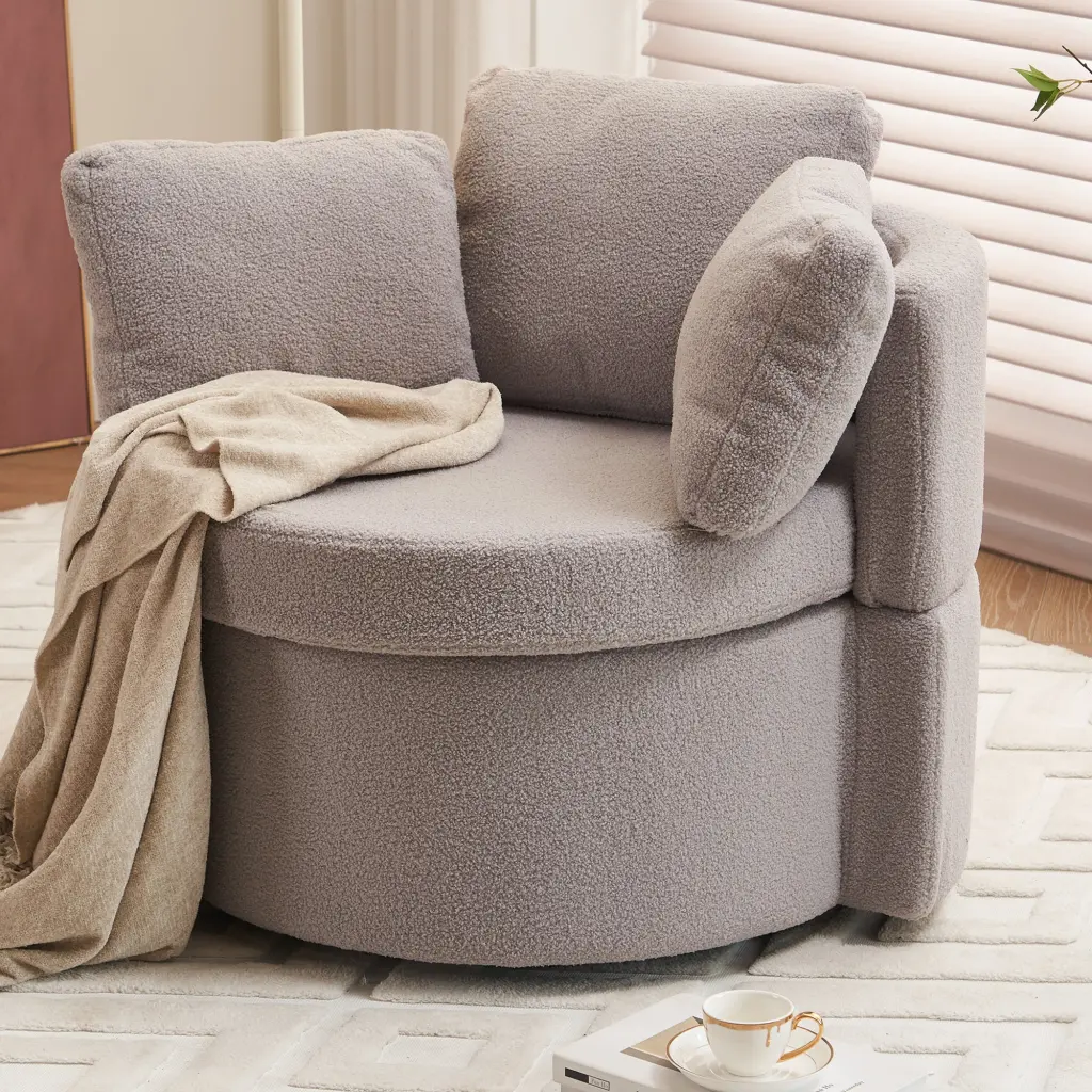 Teddy Swivel Storage Chair Back Cushion Living Room 029 Fabric dg collection