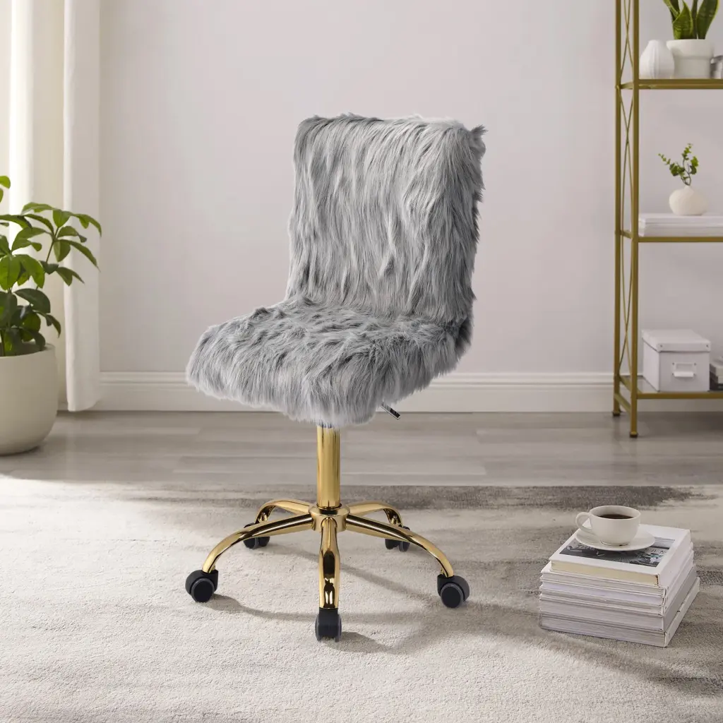 Grey and Precious Metal Swivel Stationery Chair Solid Grey Precious Metal Stationery Chair furniture max