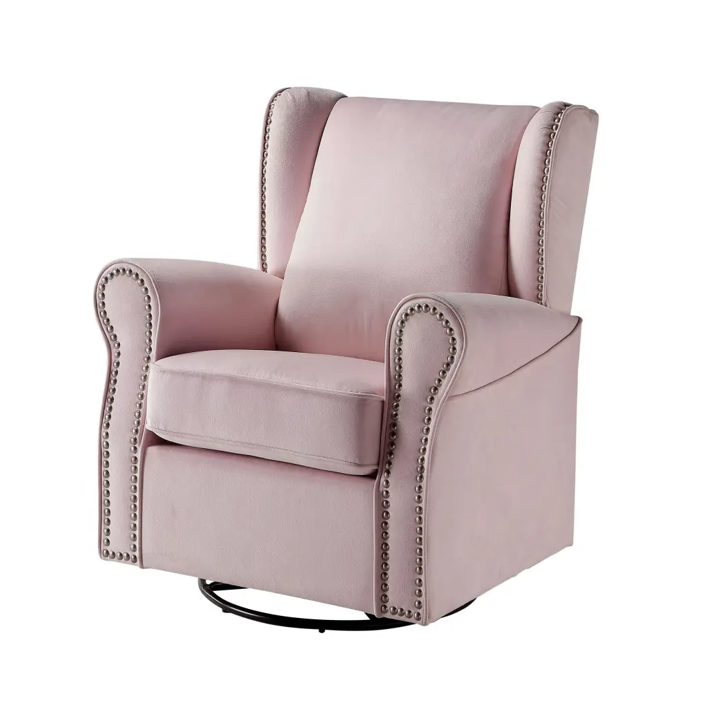 Pink Rolled Arms Swivel Chair Accent Pink Primary Living Space furniture max