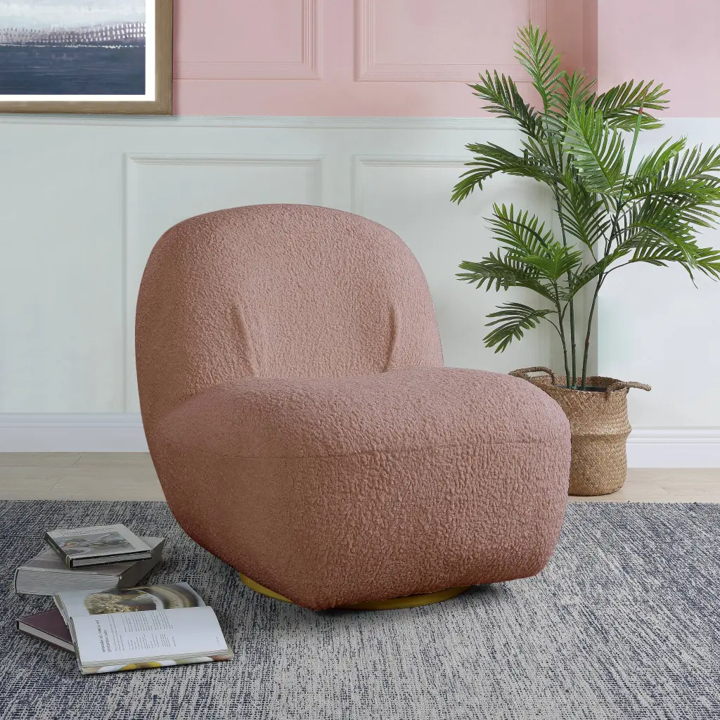 Pink Swivel Accent Chair - Primary Living Space Modern Timber Material furniture max