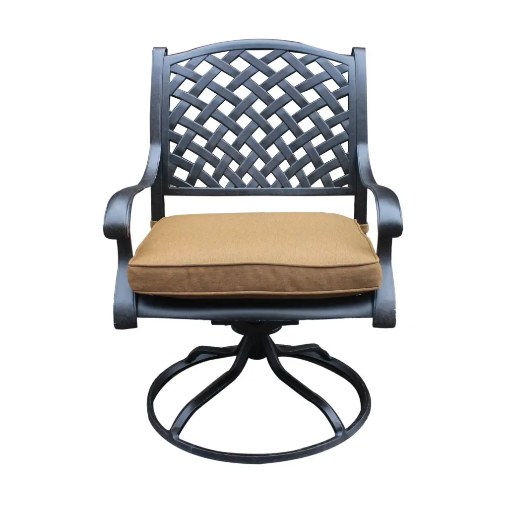 Dining Swivel Rocker Brown Set 2 Antique Finish Polyester Aluminum gathercraft