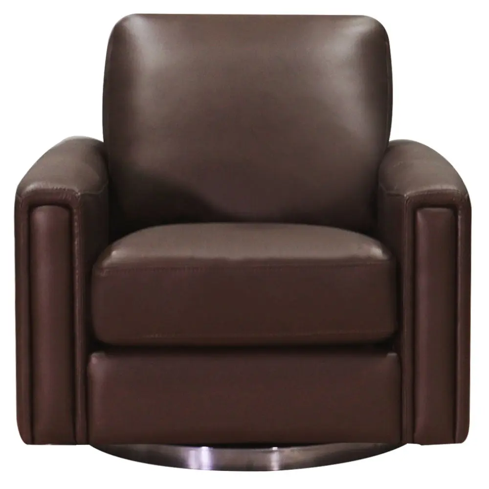Hayward Swivel Hide Chair Chestnut Memory Foam and Authentic Hide hydeline furniture