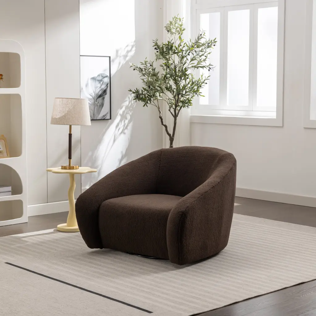 Luzern Modern Upholstered 360 Swivel Accent Chair Chocolate hz