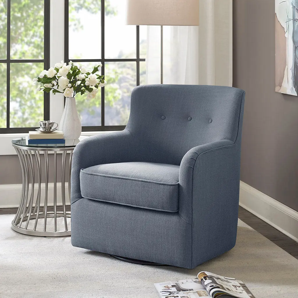 Adele Swivel Chair Blue Solid Wood Modern Office Chair 360 Degree Rotation jla