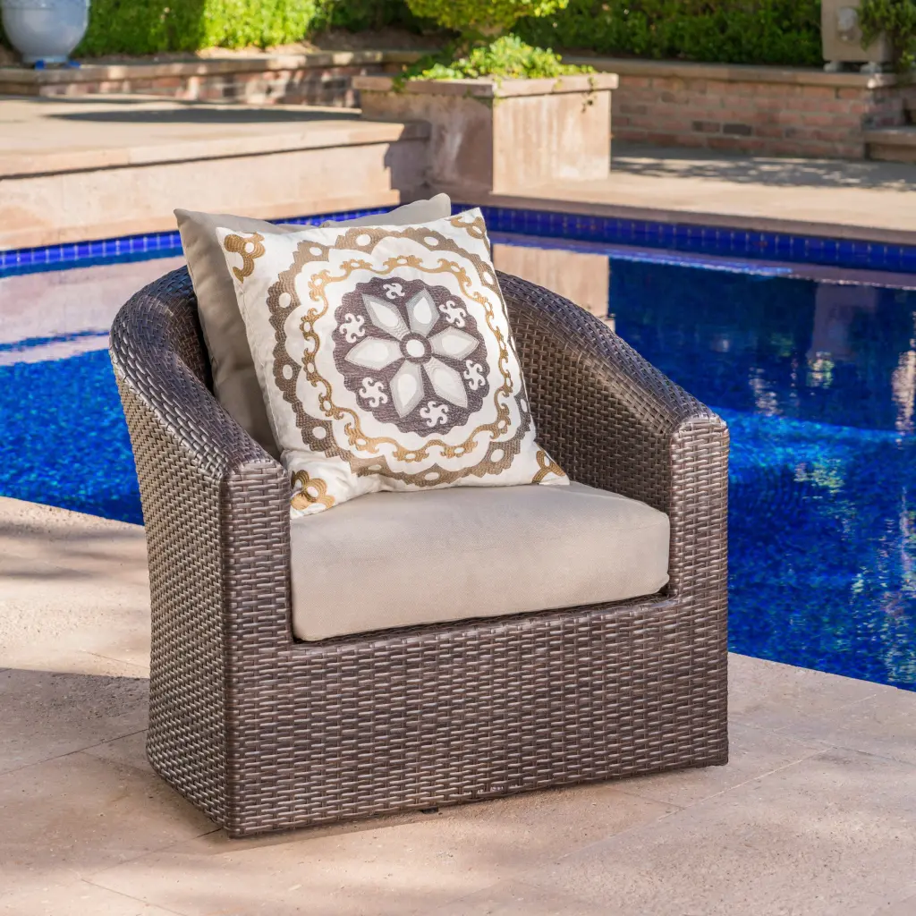 Darius Brown Swivel Club Chair Living Room 360 Degree Rotation nh-an