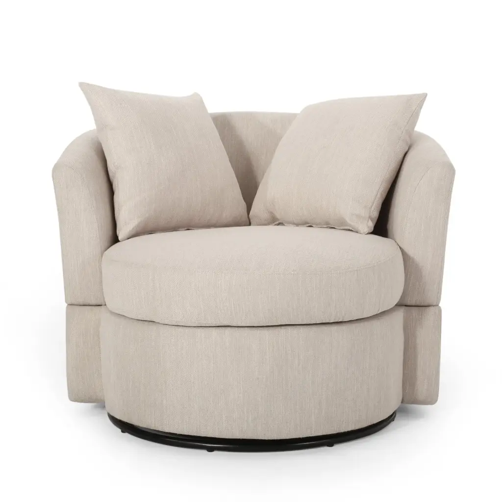 Swivel Club Chair Beige Brown Fabric Living Room or Office nh-perfect home