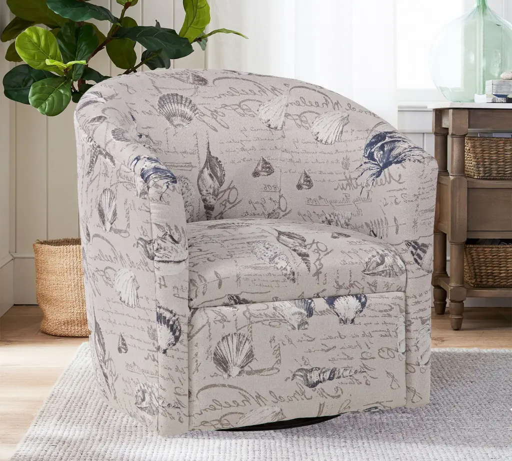 Boardwalk Swivel Accent Chair Gray Beach Coastal Foam Polyester Living Room Chair ridgecrest home