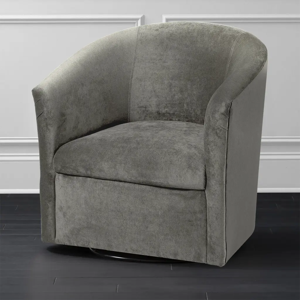 Eden Ash Swivel Chair Grey Foam and Polyester Upholstery ridgecrest home