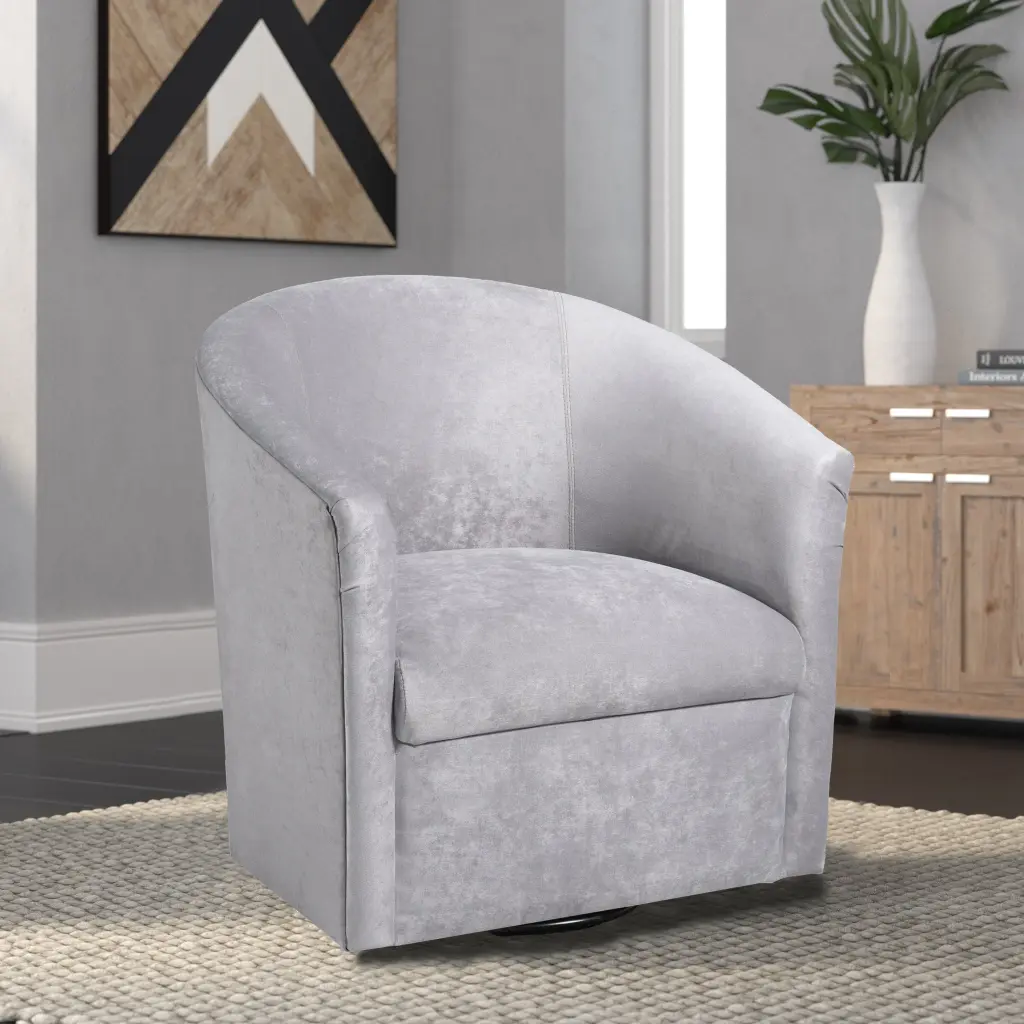 Eden Shiny Metal Swivel Chair Foam Cushion Polyester Upholstery Modern Office Chair ridgecrest home
