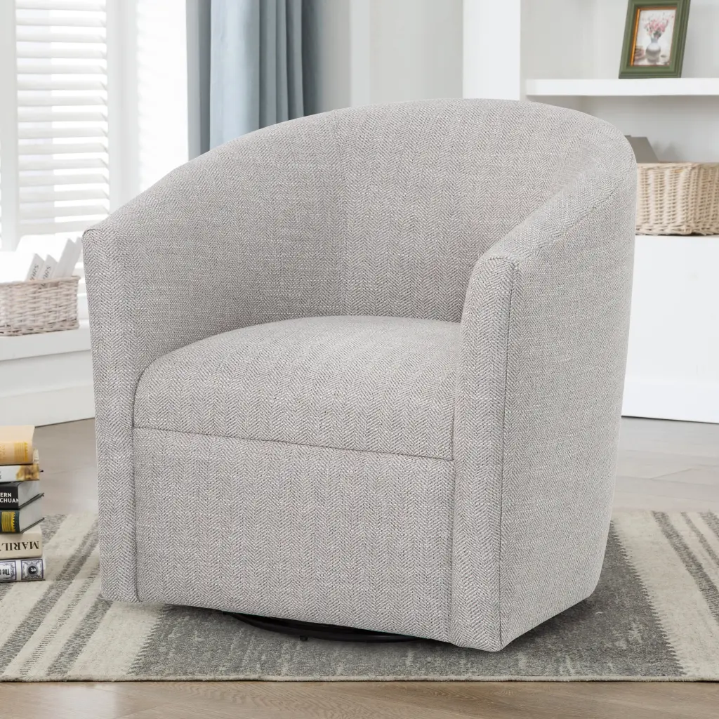 Lainey Sea Oat Swivel Barrel Chair Beige Modern Transitional Foam Polyester Upholstery ridgecrest home