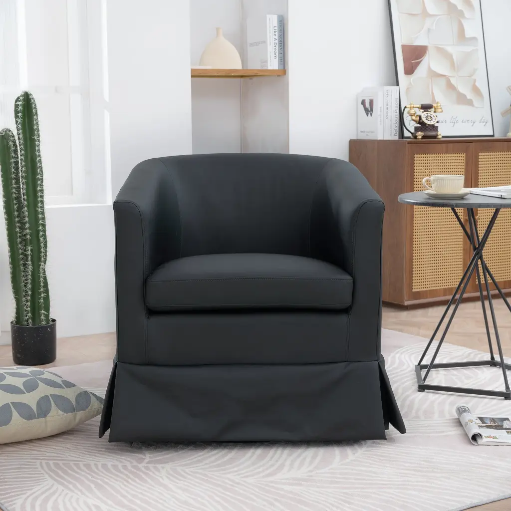 27.36 Wide Swivel Chair Black PU Pu rnb