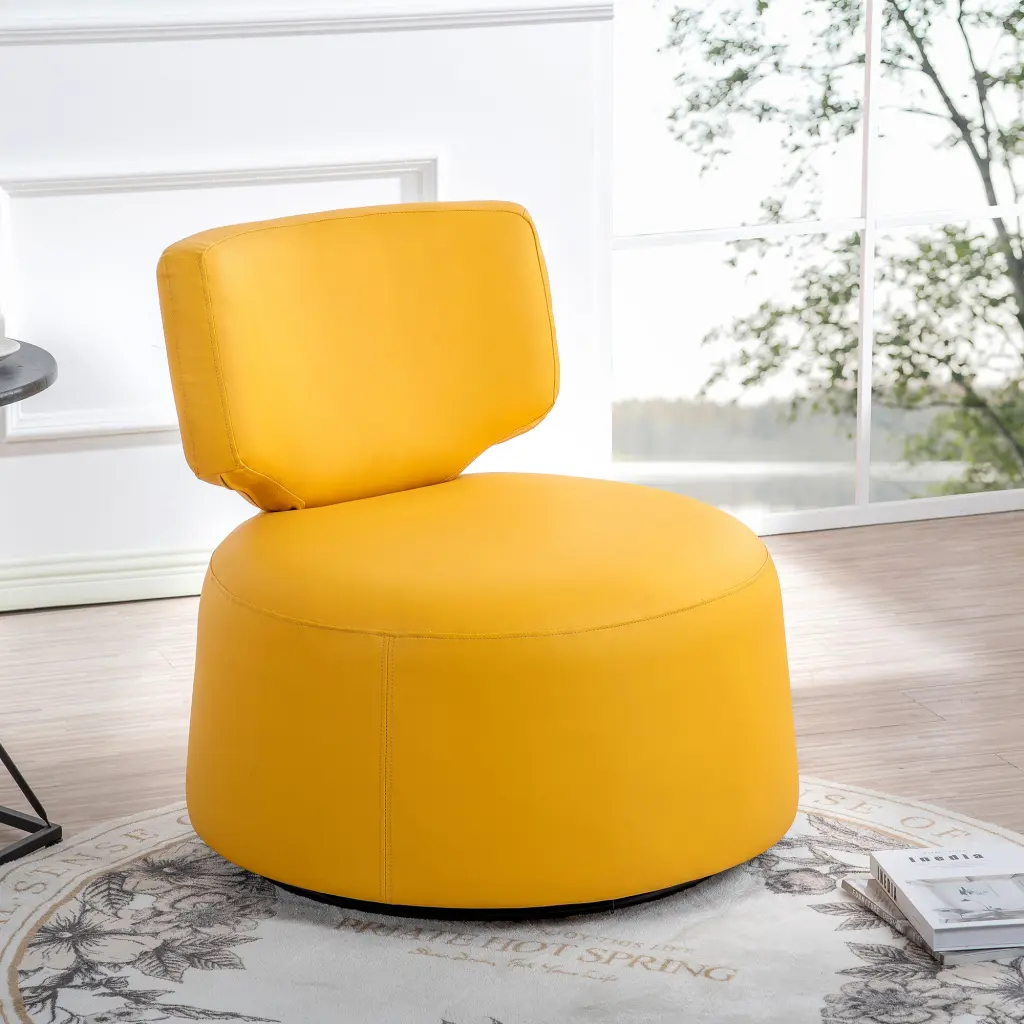 29.13 Inch Wide Swivel Chair Yellow PU rnb