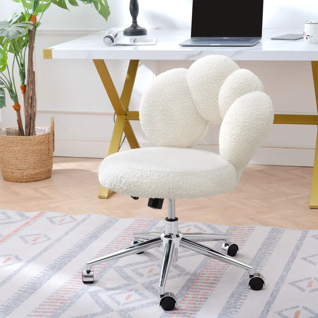 360 Swivel Height Adjustable Teddy Material Home Office Chair rnb