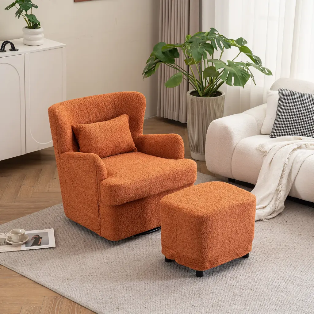 Modern Premium Velvet Swivel Chair 360 Degree Rotating Round Armchair Living Room Office rnb