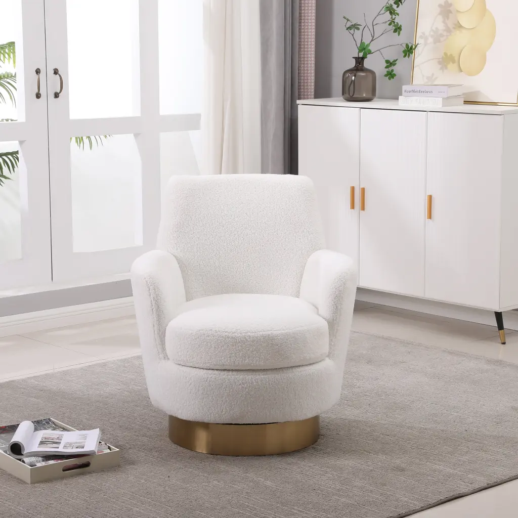 Teddy Swivel Barrel Chair Swivel Accent Armchair Living Room Comfortable Seating rnb