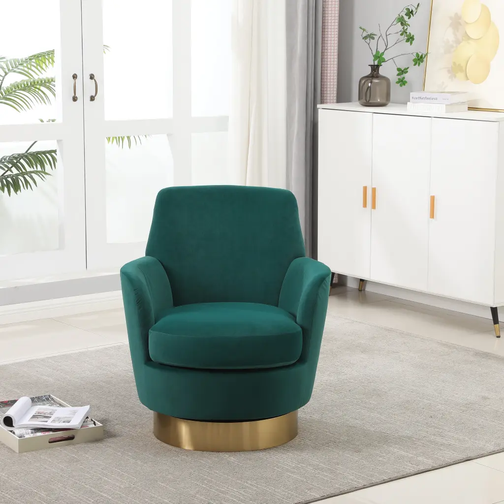 Velvet Swivel Barrel Chair Swivel Accent Armchair Living Room rnb