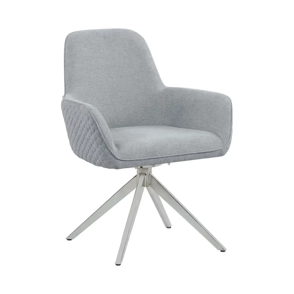 Upholstered Swivel Dining Arm Chair Light Grey Solid Wood Frame simple relax