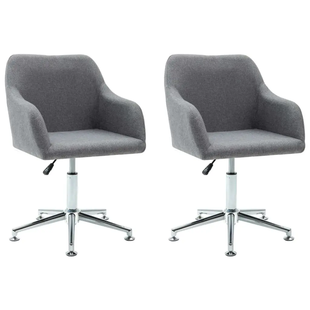 Swivel Dining Chairs 2 pcs Light Gray Fabric Modern Kitchen Seating