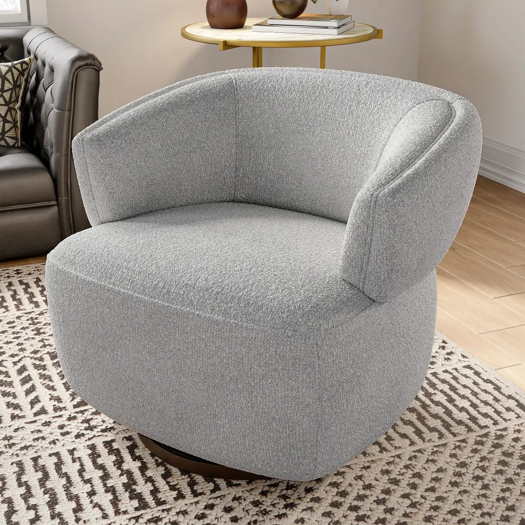 Swivel Barrel Chair, Fully Assembled 360 Degree Rotating Accent Lounge Sofa tradeber