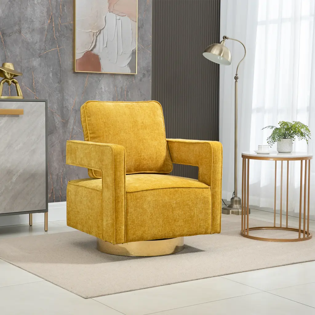 30.7 Inch Swivel Accent Open Back Chair Modern Comfy Sofa Chair Metal Base w1298