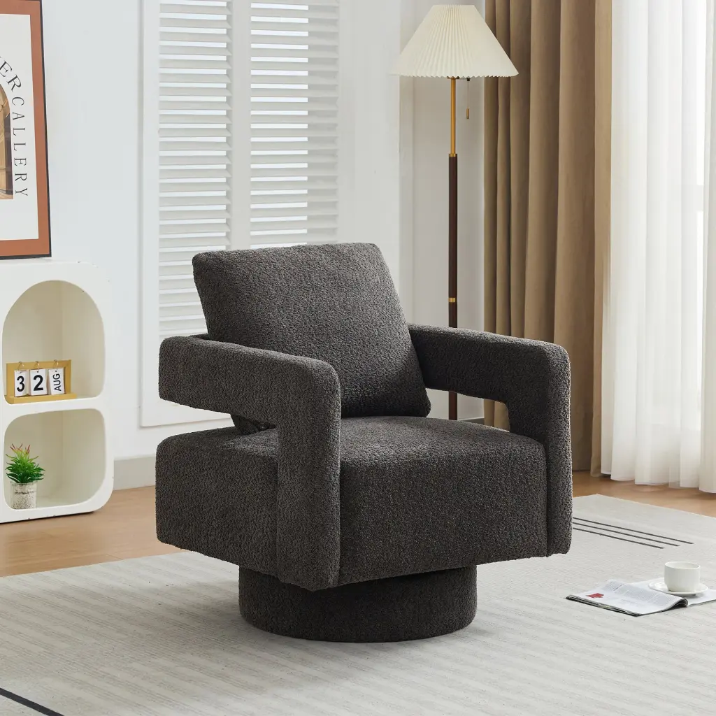 29.13 Inch Square Swivel Accent Chair Modern Rotating Arm Chair Living Room w1852