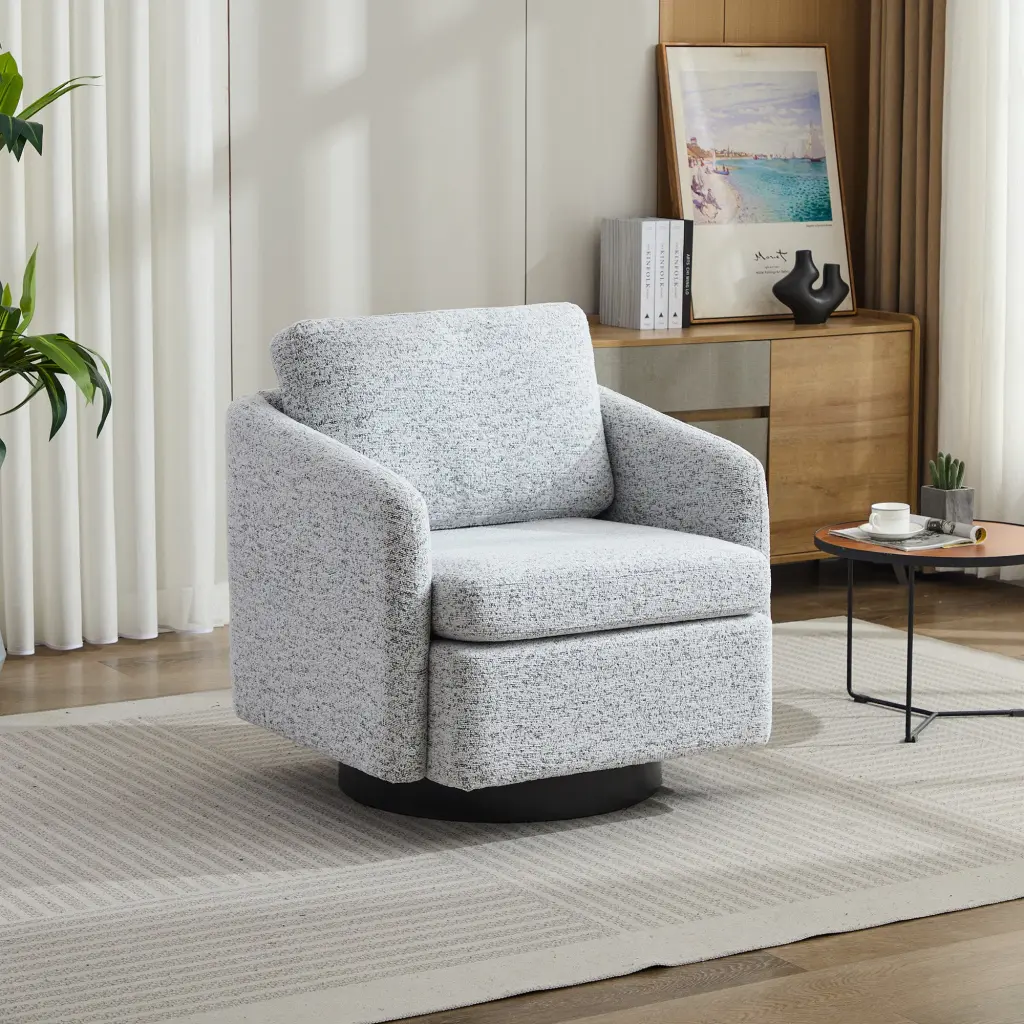 31.5 Inch Swivel Accent Chair And Comfy Round Accent Single Sofa Chair Living Room w1852