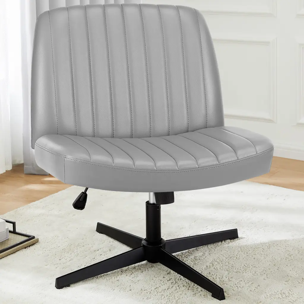Sweetcrispy Cross Legged Chair No Wheels Armless Swivel Home Office Chair w2201