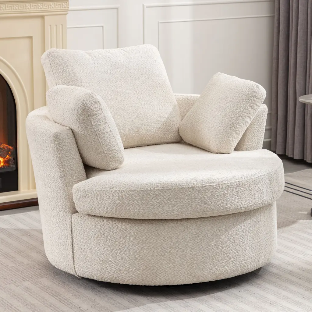 Oversize Round Swivel Chair Comfortable Club 360 Degrees Swivel Sofa 3 Cushions w2231