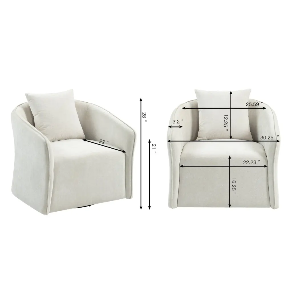 Mid Century Modern Swivel Accent Chair Timber Frame and Upholstered Seat w2530