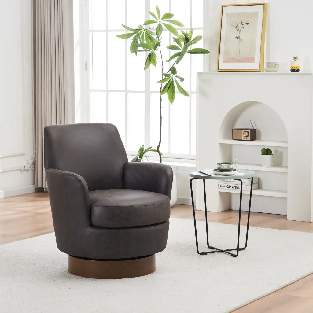 PU Leather Swivel Barrel Chair Armchair Living Room and Office xr-1361