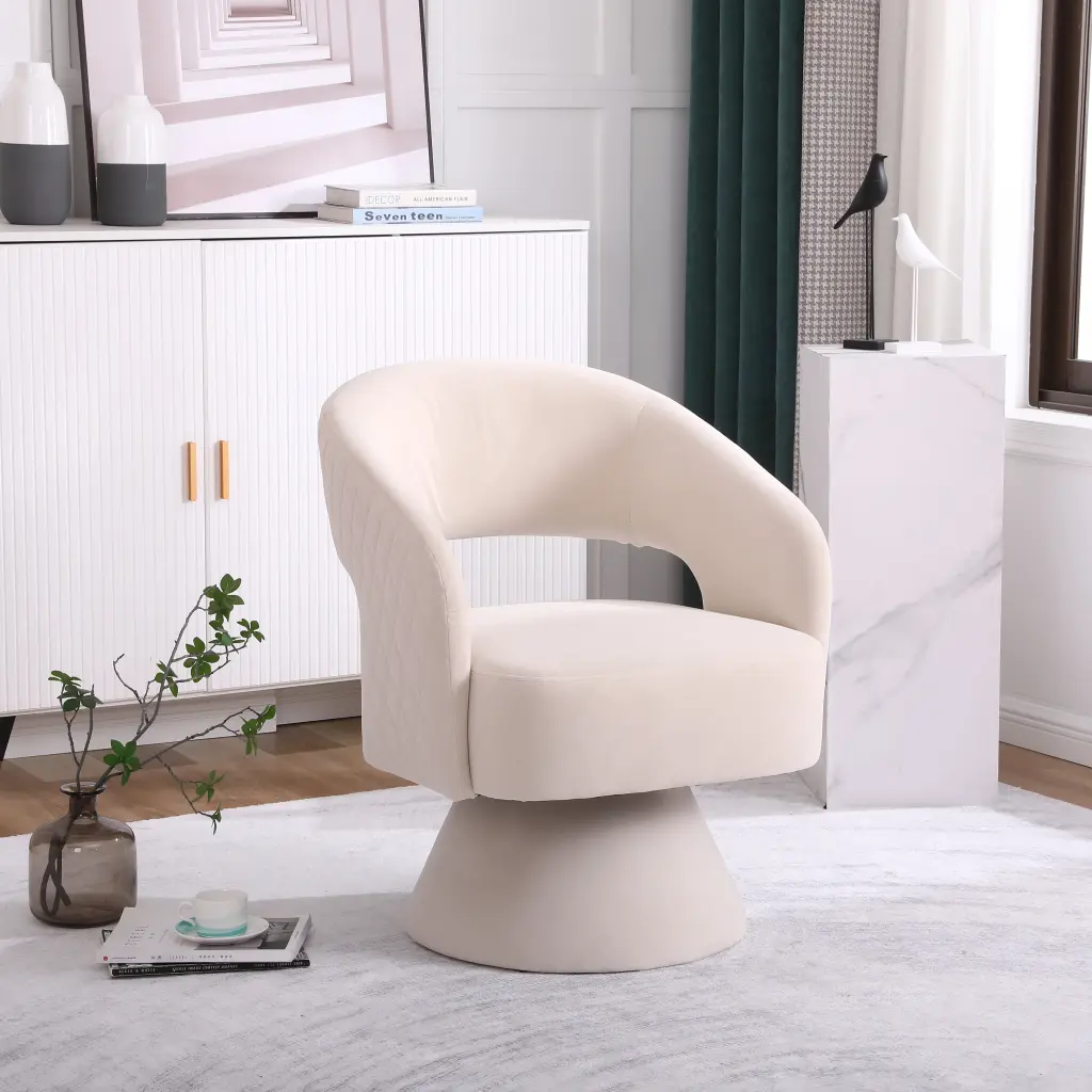 Swivel Accent Chair Armchair Round Barrel Chair Fabric Living Room xr-1361