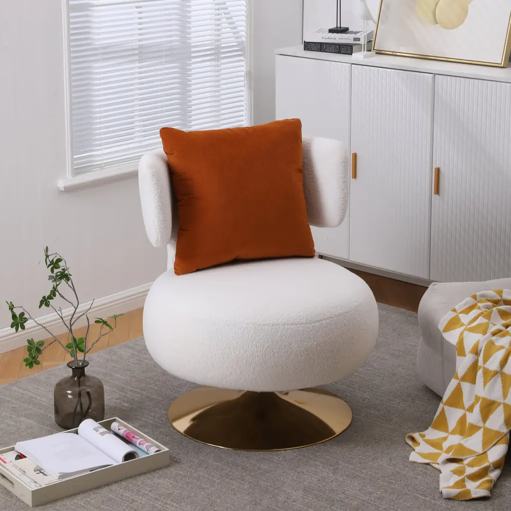 Swivel Accent Chair Round Barrel Armchair Living Room Premium Material xr-1361