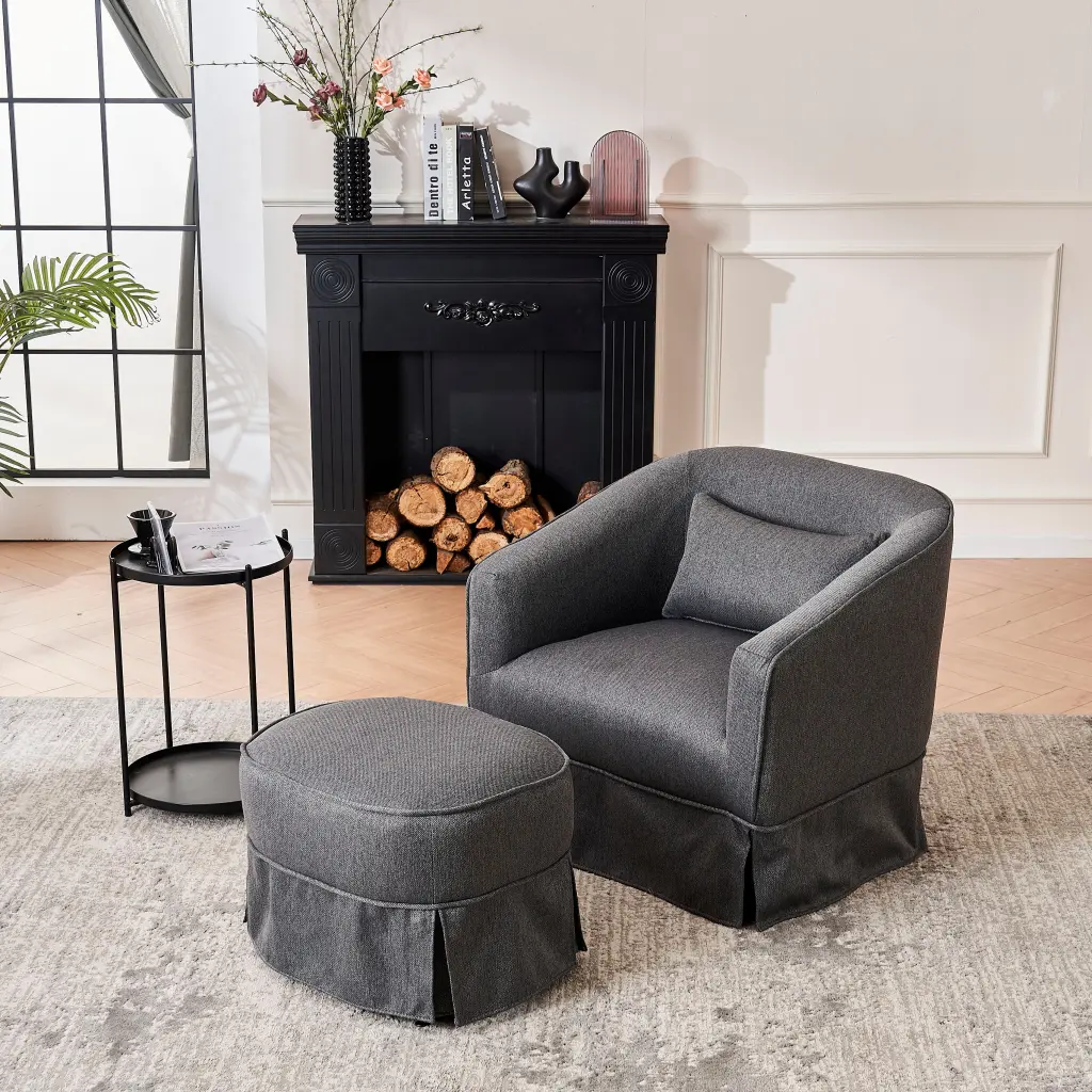 Swivel Barrel Chair Ottoman Swivel Accent Chairs Armchair Living Room xr-1361