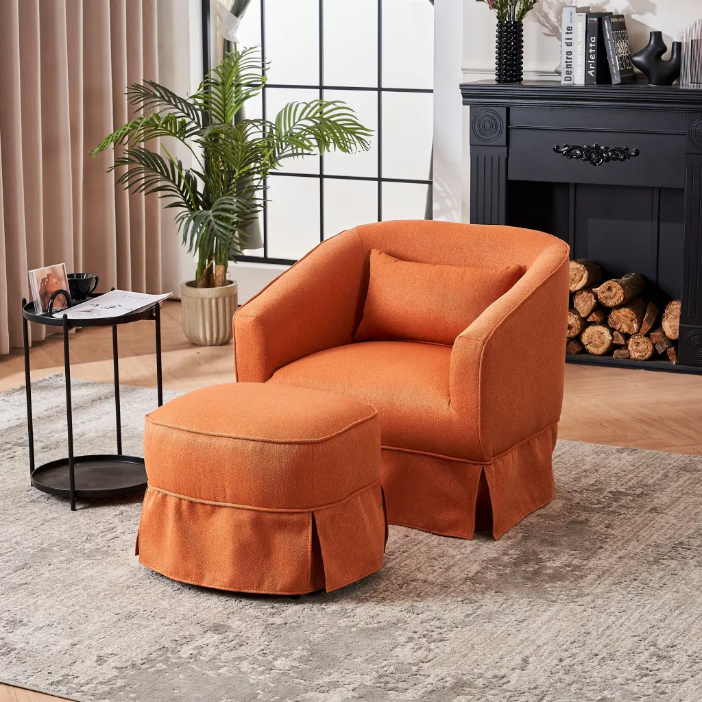 Swivel Barrel Chair Ottoman Swivel Accent Chairs Armchair Living Room xr-1361