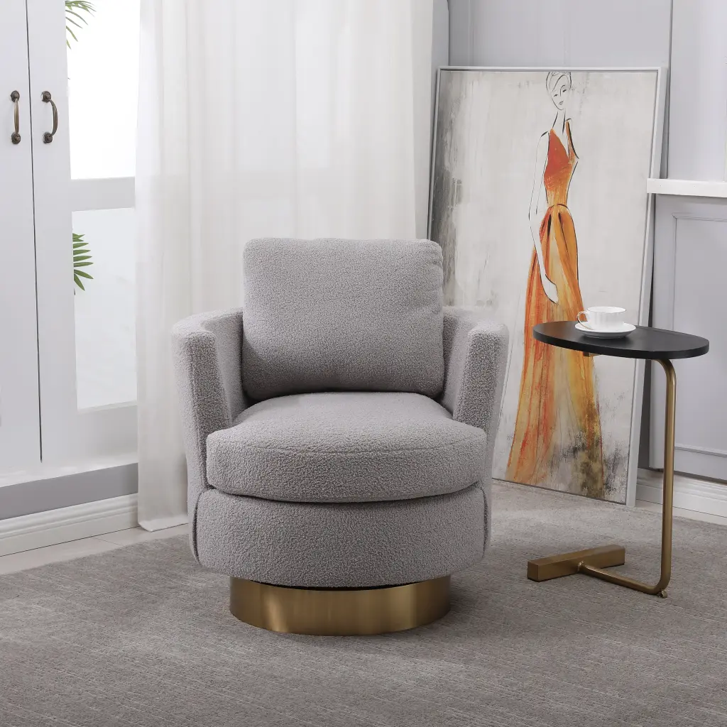 Teddy Swivel Barrel Chair Swivel Accent Armchair Living Room xr-1361