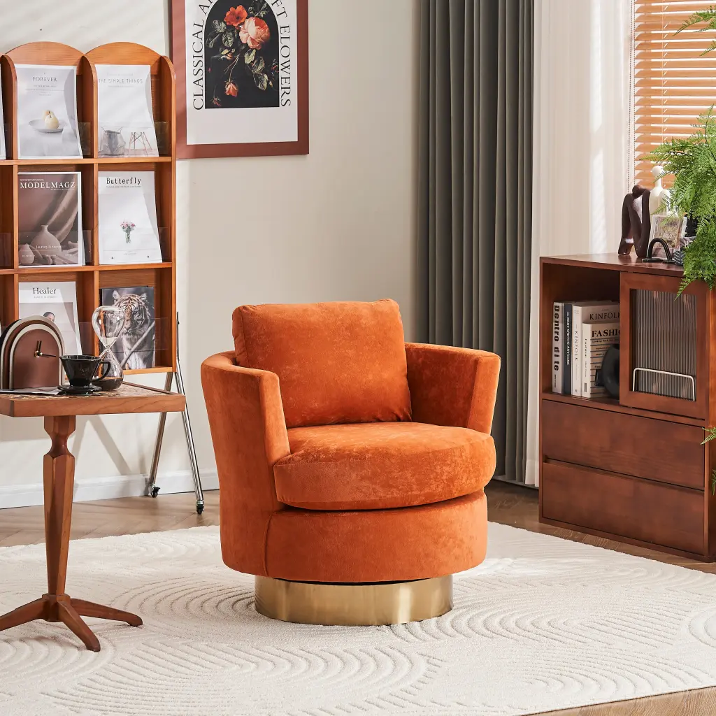 Velvet Swivel Barrel Chair Living Room Accent Armchair Modern Lounge Reading Chair xr-1361