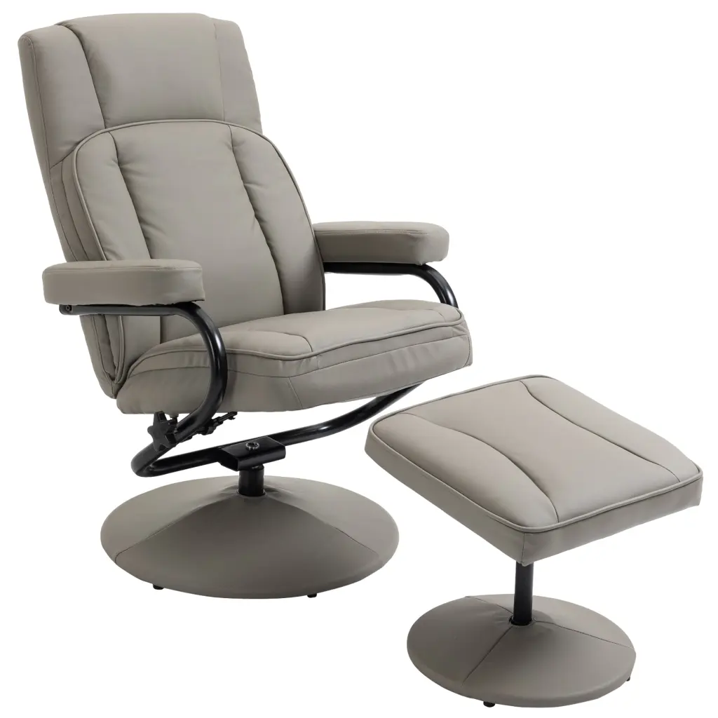 Homcom Swivel Recliner Chair Ottoman Footrest Manual PU Leather, Comfort Armchair aosom business