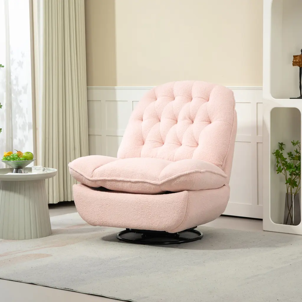 360 Swivel Recliner Chair Customizable Chenille Glider Ottoman homemax