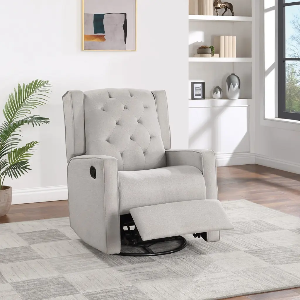 Contemporary Light Gray Polyfiber Swivel Recliner Chair kanepe