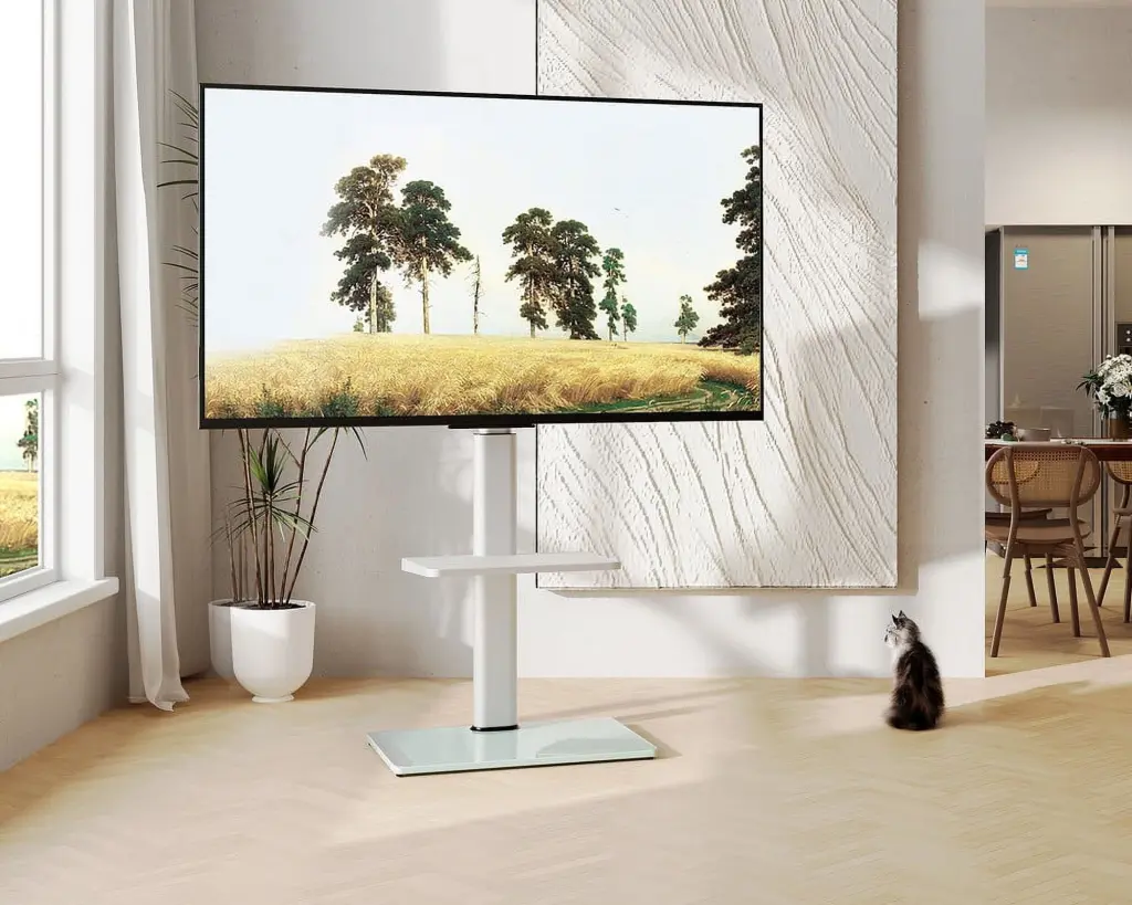 Fitueyes Swivel Universal TV Stand 32-60 Inch TVs Glass Base