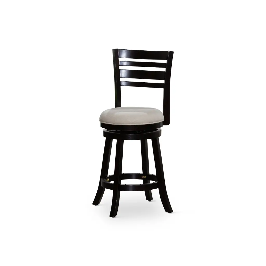 24 Counter Height Slat Back Swivel Stool Espresso Finish Beige Fabric dty home